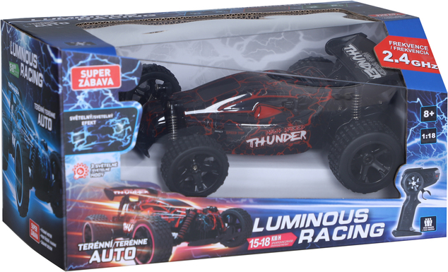 R/C coche todoterreno buggy 1:18 LUMINOUS RACING 2,4GHz - ROJO