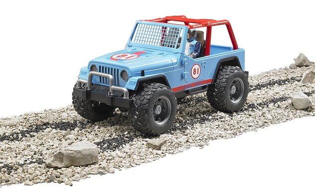 BRUDER 02541 Jeep WRANGLER Cross Country modrý s figúrkou jazdca