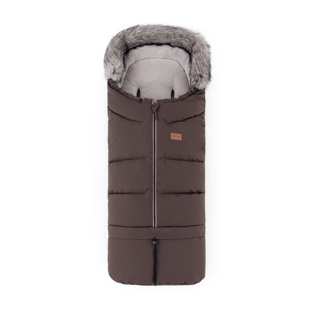 PETITE&amp;MARS Ensemble de sac d'hiver Arctic 4 en 1 + gants pour poussette Furry Rich Brown