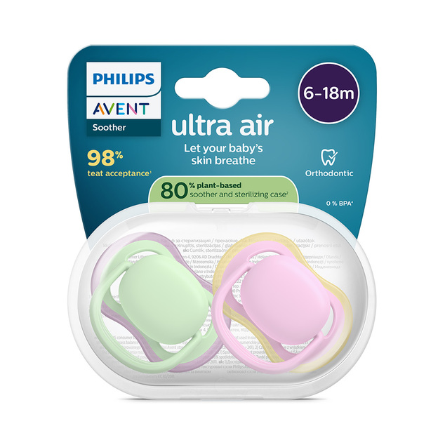Philips AVENT Schnuller Ultra Air rosa/grün 6-18m Mädchen 2Stk