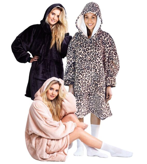 Cozy Noxxiez CH371 Leopardendruck - warme TV-Kapuzen-Decke für Teenager