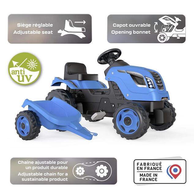 Smoby Šliapací traktor Farmer XL modrý s vozíkom