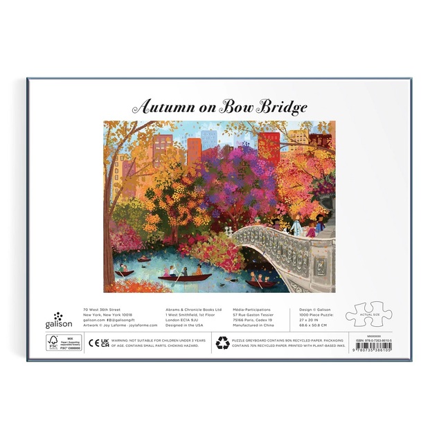 Galison Puzzle Toamna pe podul Bow Bridge Joy Laforme 1000 piese