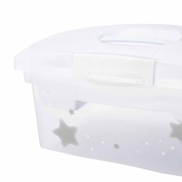 Cestovný box s priehradkou na hračky, lieky, kozmetiku "Stars", Biela