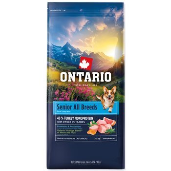 Krmivo Ontario Senior All Breeds Monoprotein Turkey &amp; Sweet Potatoes 12kg