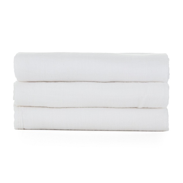 PETITE&amp;MARS Sada plienok bambusová mušelínová 3ks Moussy Total White, 68 x 68 cm