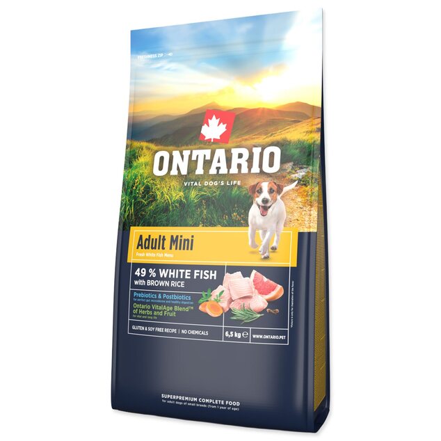 Krmivo Ontario Adult Mini Fish &amp; Brown Rice 6,5kg