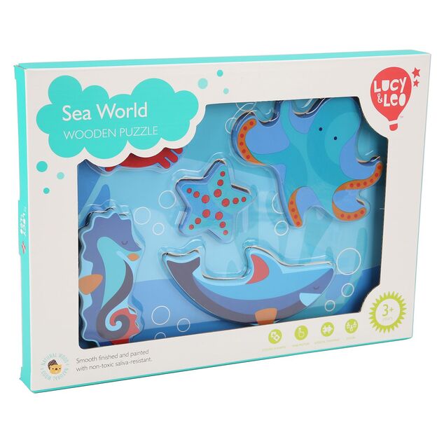 Lucy &amp; Leo 227 Morské živočíchy - drevené vkladacie puzzle 6 dielov
