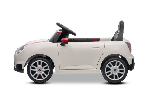 Elektrické autíčko BMW Mini Cooper 12V, biele, USB Vstup s Bluetooth pripojením na MP3 Pre