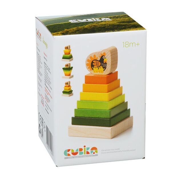 CUBIKA 15276 Farebná pyramída so sliepočkou - drevená skladačka 8 dielov