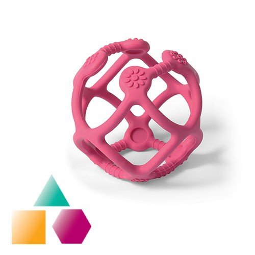 BABYONO Anneau de dentition en silicone Ortho balle rose 0m+