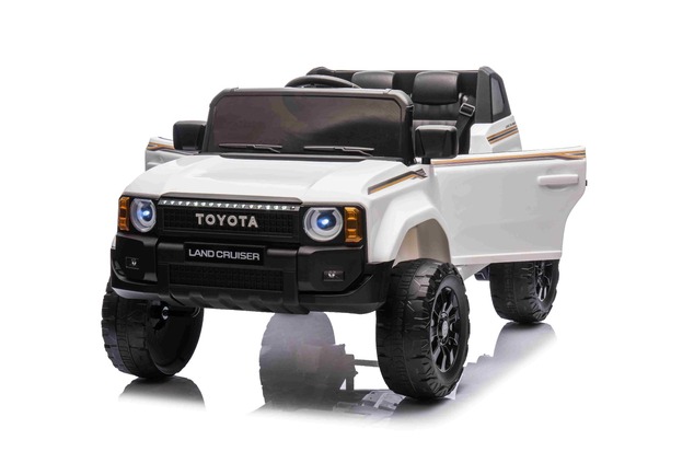 Elektrické autíčko Toyota Landcruiser 12V, biele, široké jednomiestne sedadlo, 2,4 GHz dia