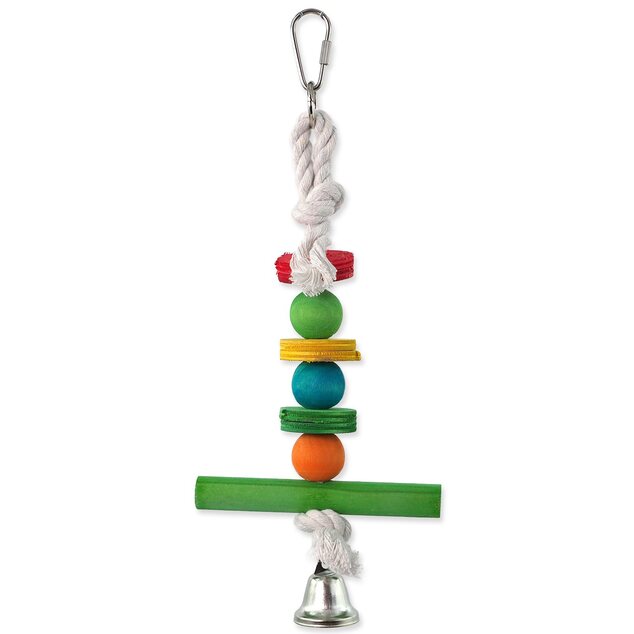Igrača Bird Jewel viseči lesen trapez z zvončkom 30 cm