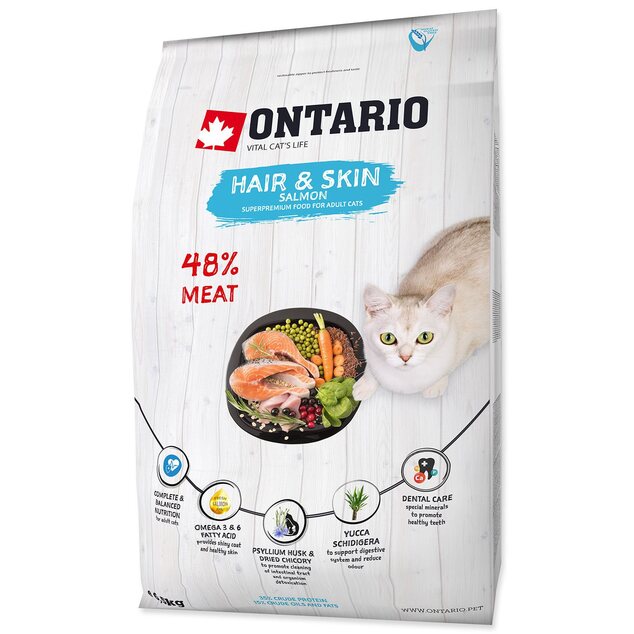 Krmivo Ontario Cat Hair &amp; Skin 6,5kg