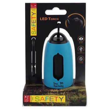 Dog Fantasy USB elemlámpa ürülékzsebekkel kék