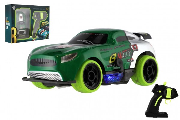 Auto RC závodné 2,4 GHz plast 12cm na batérie so svetlom zelené