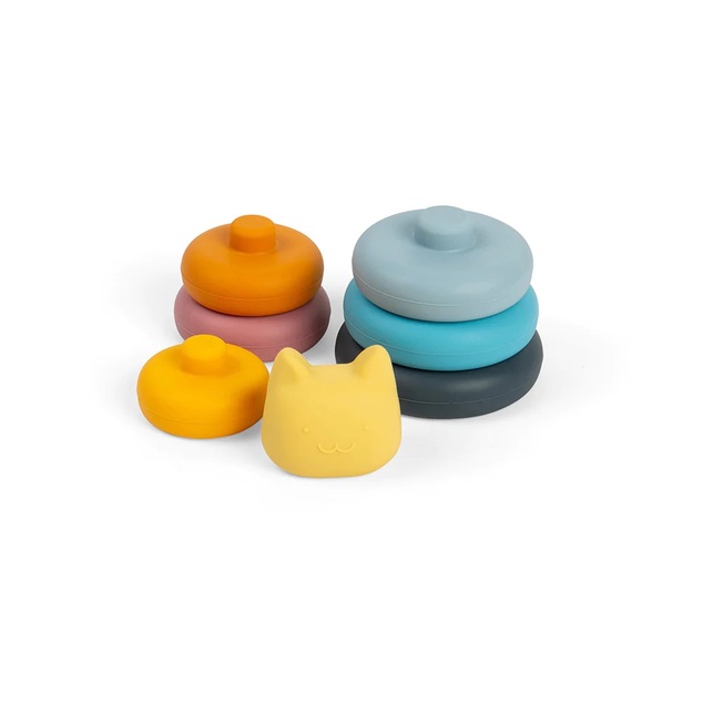 Bigjigs Toys Torre impilabile in silicone, gatto