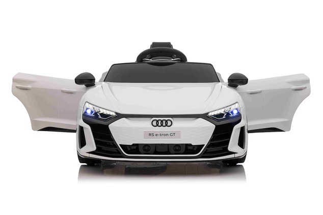 Elektrické autíčko Audi RS E-tron GT 12V, biele, široké jednomiestne sedadlo, 2,4 GHz diaľ
