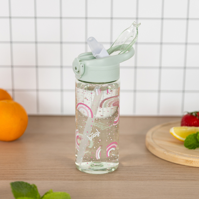 BAAGL Tritanová fľaša na nápoje so slamkou Dúha, 500 ml