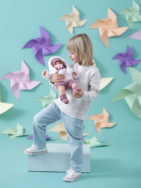 Llorens 42162 CARLA - realistická bábika so zvukmi a mäkkým látkovým telom - 42 cm
