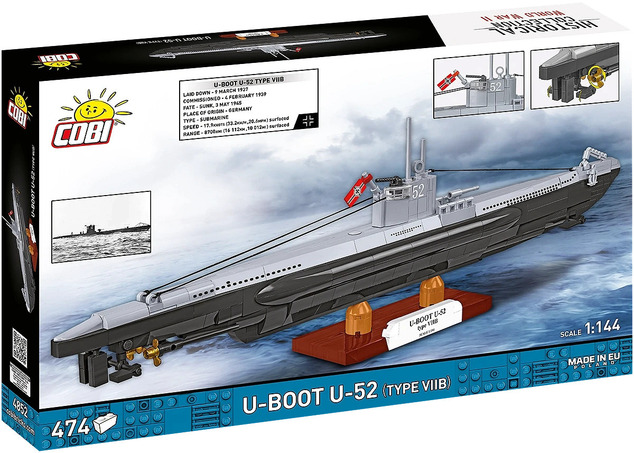 Cobi 4852 World War II Nemecká ponorka VIIB (U-Boat U-52), 1:144, 470 k