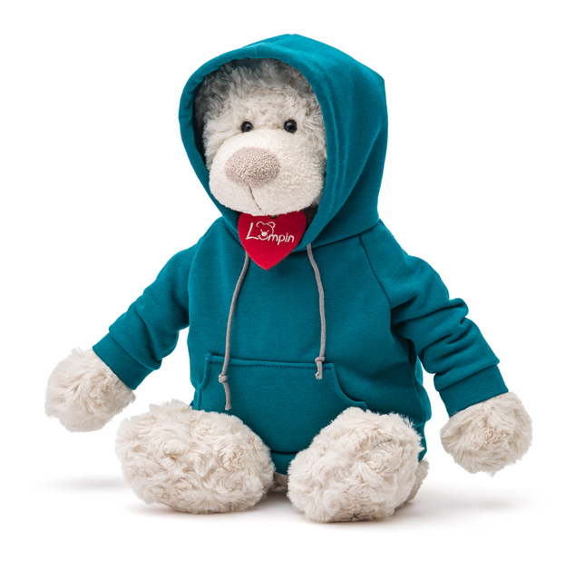 Lumpin Orso Spencer in felpa blu, 36cm