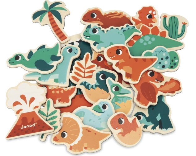 Janod Drevené magnetky pre deti Dinosaury Dino 24 ks