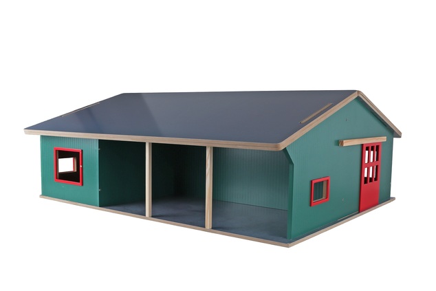 Kids Globe Farming Kuhstall mit Lager und Weide aus Holz 1:32 in Schachtel