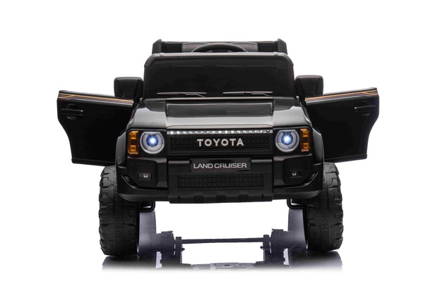 Elektrické autíčko Toyota Landcruiser 12V, čierne, široké jednomiestne sedadlo, 2,4 GHz di