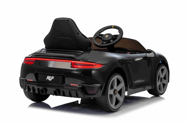 Elektrické autíčko RUF GT 12V, čierne, Otváracie dvere, 2.4 GHz diaľkové ovládanie, LED sv
