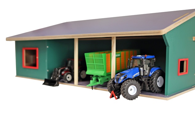 Kids Globe Farming Kuhstall mit Lager und Weide aus Holz 1:32 in Schachtel