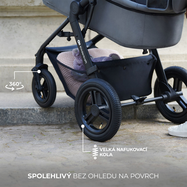 KINDERKRAFT Kočík kombinovaný 3v1 Moov 2 XL Air Black