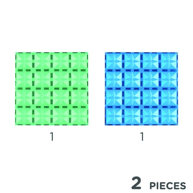 Cleverclixx – Jeu de construction magnétique – Grandes plaques bleu vert – 2 pcs