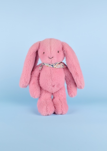 Doudou Plyšový zajačik so šatkou ružový 35 cm