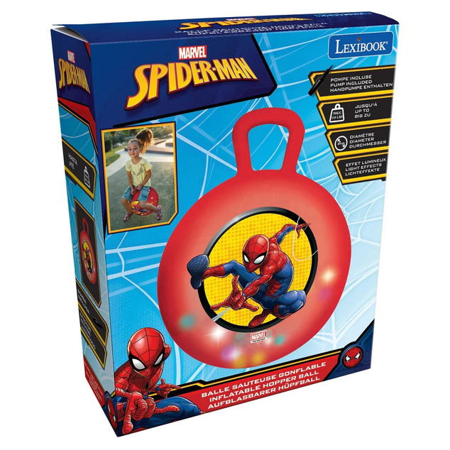 Aufblasbarer Hüpfball mit Lichteffekten 45 cm rot - Spider-Man