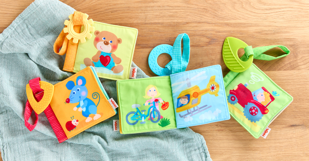 Haba Textil könyv babakocsiba rágókával Első szavak