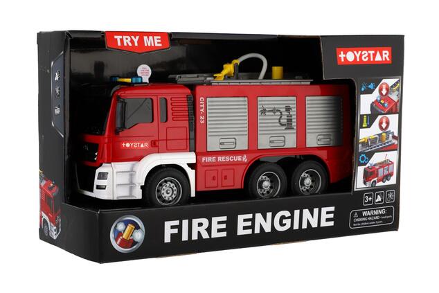 Auto dei pompieri in plastica 25cm a frizione a batterie con luce e suono 31x19cm