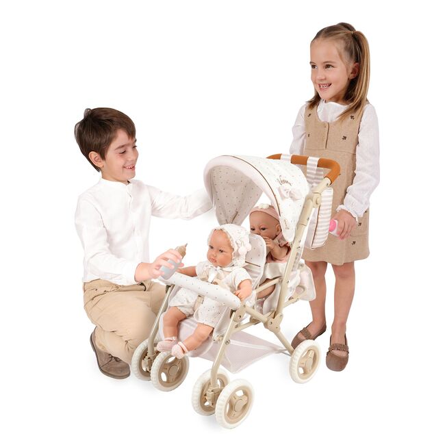 DeCuevas 90378 Carucior pliabil pentru papusi gemene cu geanta Verona 2024 - 72 cm