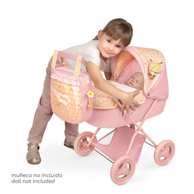 DeCuevas 85070 Passeggino pieghevole per bambole con ombrellone e borsa Honey 2026 – 60 cm