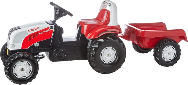 Rollytoys Šliapací traktor Rolly Kid Steyer s vlečkou-červený