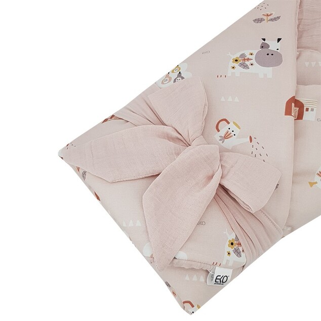 EKO Zavinovačka mušelínová s kokosovou vyberateľnou vložkou My farm Muselin Powder pink 75