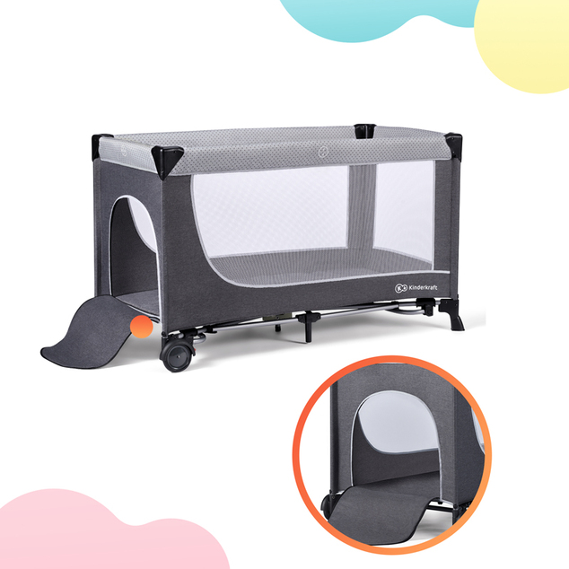 KINDERKRAFT Postieľka cestovná Leody Grey