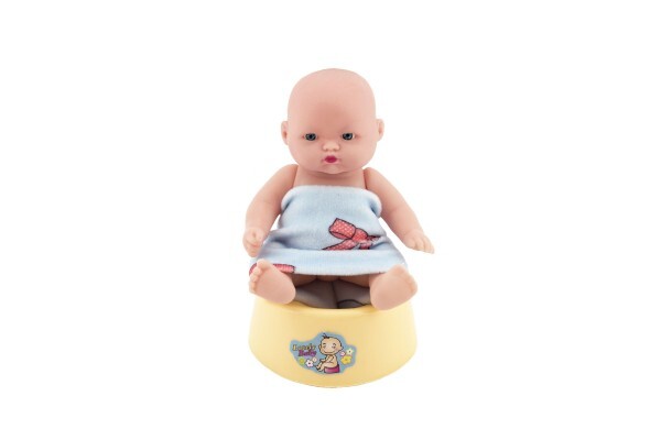 Bábätko / bábika kĺbová 12cm v kočíku 10x14x18cm plast s doplnkami