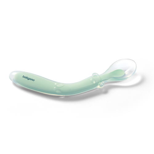 BABYONO Cuillère en silicone - menthe 6m+