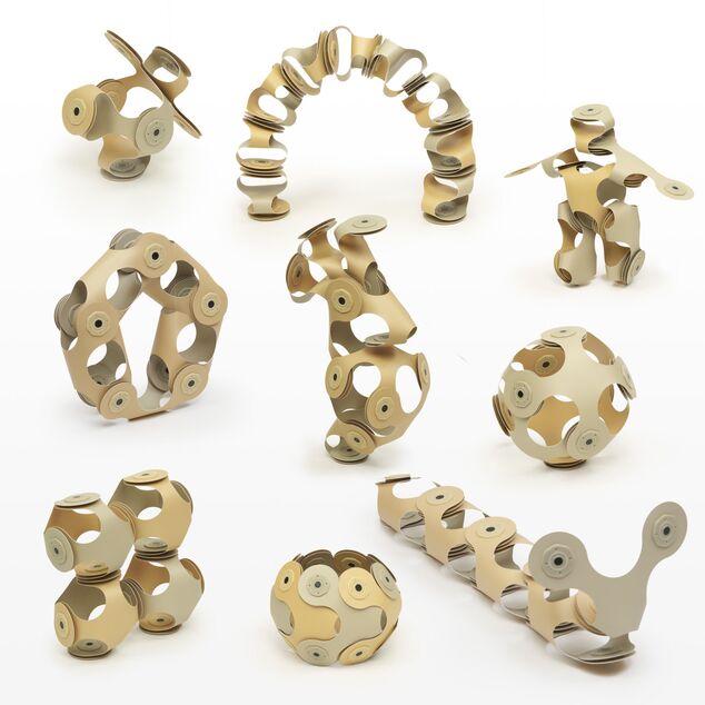 CLIXO Designer Beige &amp; Grey - magnetisches Bausteinspielzeug 9-teilig