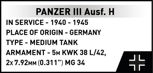 Cobi II WW Panzer III Ausf. H 1:28, 958 k, 1 f