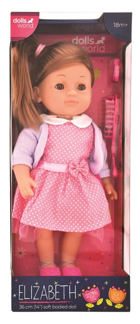 Dolls World Módna bábika Elizabeth brunetka s doplnkami 36 cm