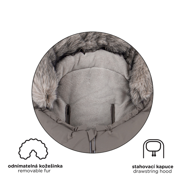 PETITE&amp;MARS Ensemble de sac d'hiver Arctic 4 en 1 + gants pour poussette Furry Rich Brown