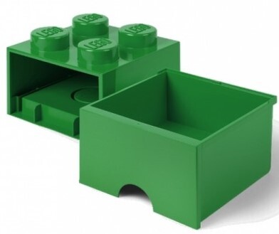 LEGO® úložný box 4 - so zásuvkou tmavo zelená  250 x 250 x 180 mm