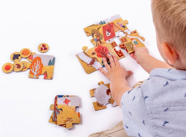 KukiKuk 80063 - Veľké Puzzle loto Ročné obdobia